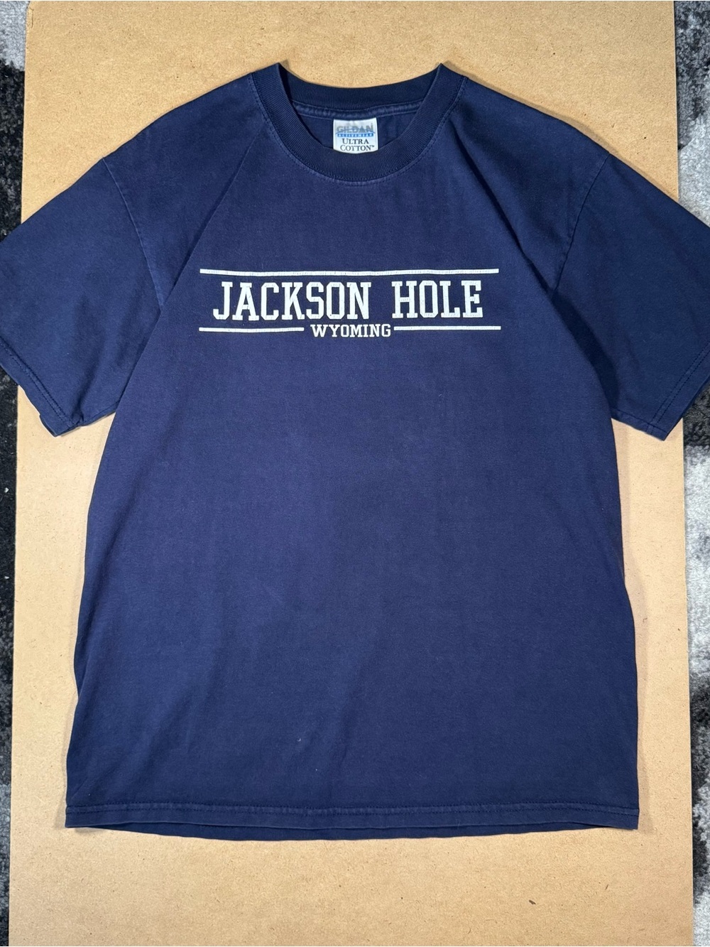 Jackson Hole Wyoming Gildan Graphic T Shirt Navy Blue Mens Large